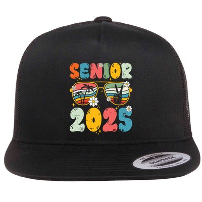 Senior 2025 Class Of 2025 Seniors Graduation Retro Groovy Flatbill Hat