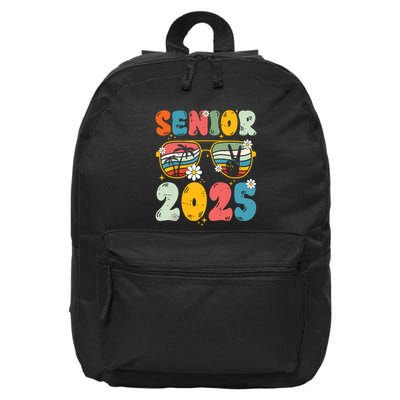 Senior 2025 Class Of 2025 Seniors Graduation Retro Groovy 16 in Basic Backpack