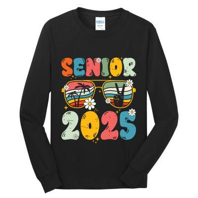 Senior 2025 Class Of 2025 Seniors Graduation Retro Groovy Tall Long Sleeve T-Shirt