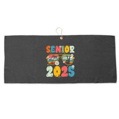 Senior 2025 Class Of 2025 Seniors Graduation Retro Groovy Large Microfiber Waffle Golf Towel