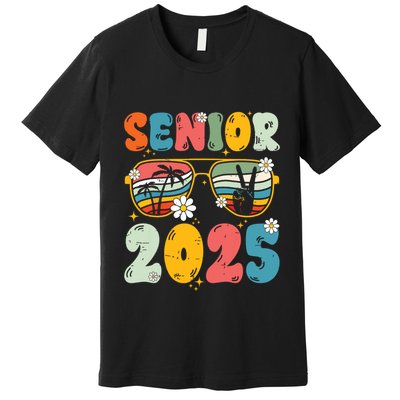 Senior 2025 Class Of 2025 Seniors Graduation Retro Groovy Premium T-Shirt
