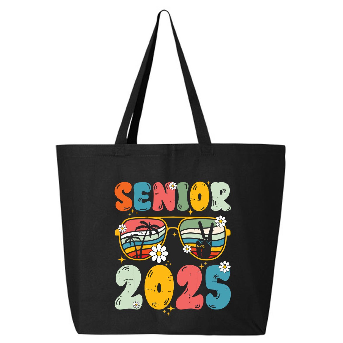 Senior 2025 Class Of 2025 Seniors Graduation Retro Groovy 25L Jumbo Tote