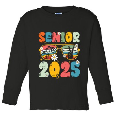 Senior 2025 Class Of 2025 Seniors Graduation Retro Groovy Toddler Long Sleeve Shirt