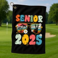 Senior 2025 Class Of 2025 Seniors Graduation Retro Groovy Golf Towel