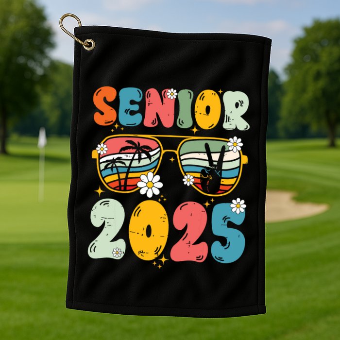 Senior 2025 Class Of 2025 Seniors Graduation Retro Groovy Golf Towel