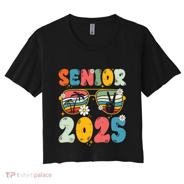 Senior 2025 Class Of 2025 Seniors Graduation Retro Groovy Crop Top