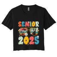 Senior 2025 Class Of 2025 Seniors Graduation Retro Groovy Crop Top