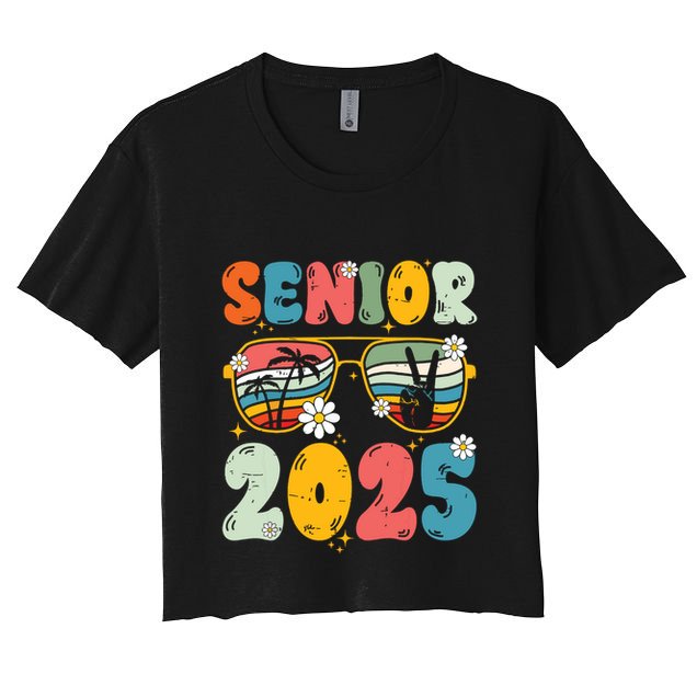 Senior 2025 Class Of 2025 Seniors Graduation Retro Groovy Crop Top