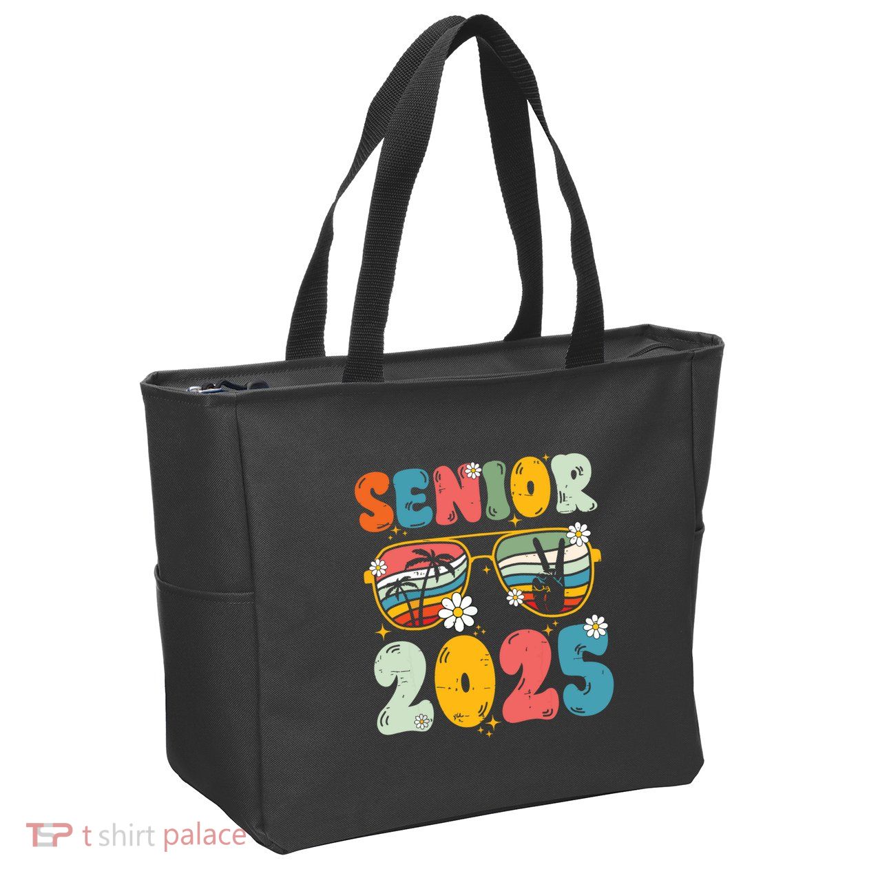 Senior 2025 Class Of 2025 Seniors Graduation Retro Groovy Zip Tote Bag