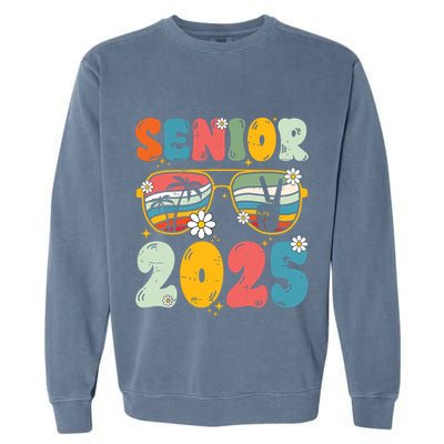 Senior 2025 Class Of 2025 Seniors Graduation Retro Groovy Garment-Dyed Sweatshirt