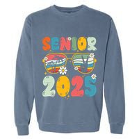 Senior 2025 Class Of 2025 Seniors Graduation Retro Groovy Garment-Dyed Sweatshirt
