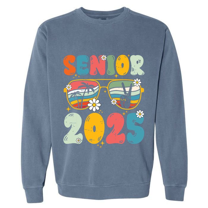 Senior 2025 Class Of 2025 Seniors Graduation Retro Groovy Garment-Dyed Sweatshirt