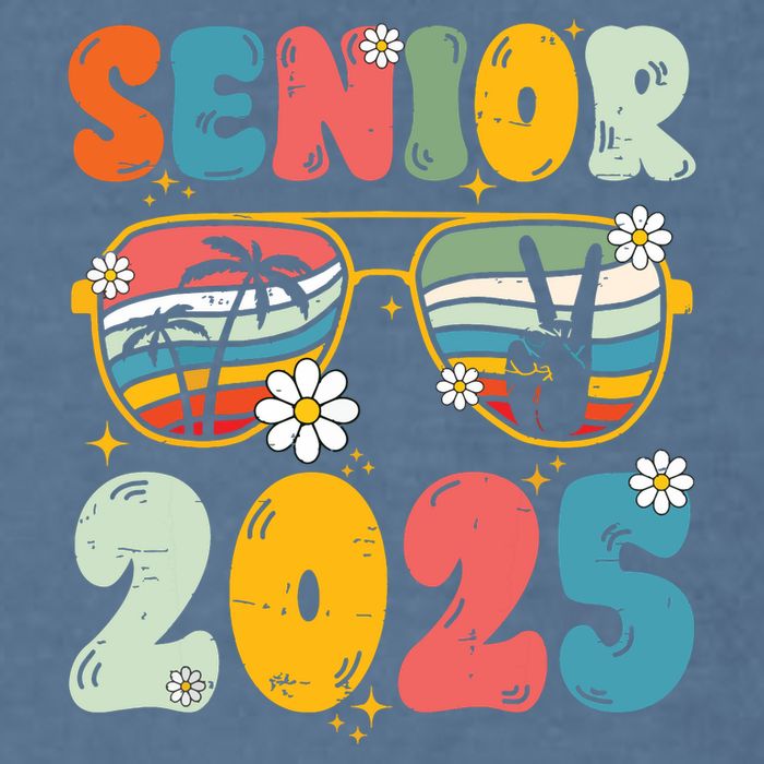 Senior 2025 Class Of 2025 Seniors Graduation Retro Groovy Garment-Dyed Sweatshirt