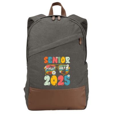 Senior 2025 Class Of 2025 Seniors Graduation Retro Groovy Cotton Canvas Backpack