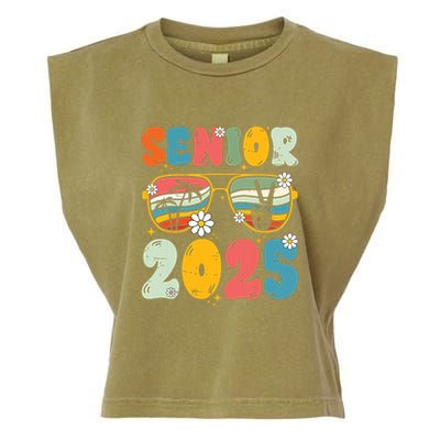 Senior 2025 Class Of 2025 Seniors Graduation Retro Groovy Garment-Dyed Women's Muscle Tee