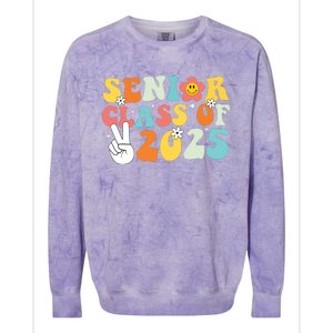 Senior 2025 Class Of 2025 Seniors Graduation Retro Groovy Colorblast Crewneck Sweatshirt