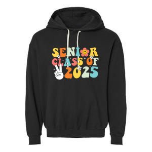 Senior 2025 Class Of 2025 Seniors Graduation Retro Groovy Garment-Dyed Fleece Hoodie