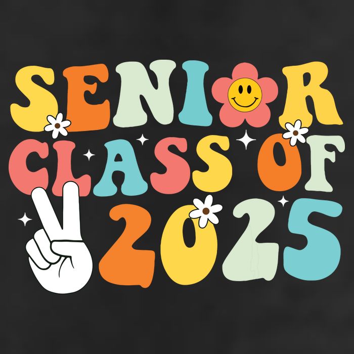 Senior 2025 Class Of 2025 Seniors Graduation Retro Groovy Crop Fleece Hoodie