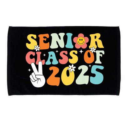 Senior 2025 Class Of 2025 Seniors Graduation Retro Groovy Microfiber Hand Towel