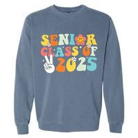 Senior 2025 Class Of 2025 Seniors Graduation Retro Groovy Garment-Dyed Sweatshirt