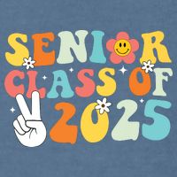 Senior 2025 Class Of 2025 Seniors Graduation Retro Groovy Garment-Dyed Sweatshirt