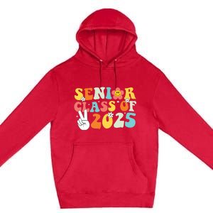 Senior 2025 Class Of 2025 Seniors Graduation Retro Groovy Premium Pullover Hoodie