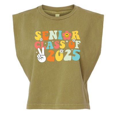 Senior 2025 Class Of 2025 Seniors Graduation Retro Groovy Garment-Dyed Women's Muscle Tee