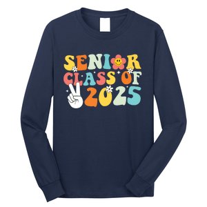 Senior 2025 Class Of 2025 Seniors Graduation Retro Groovy Long Sleeve Shirt