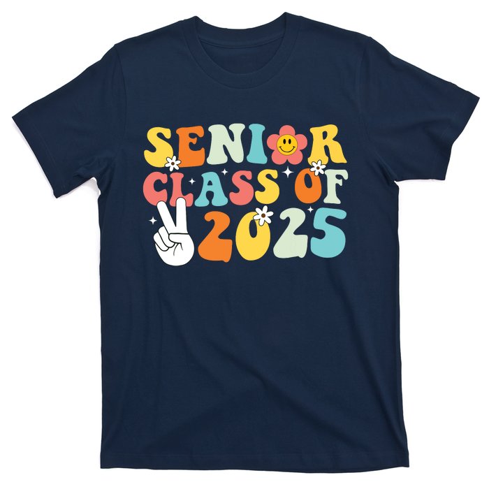 Senior 2025 Class Of 2025 Seniors Graduation Retro Groovy T-Shirt