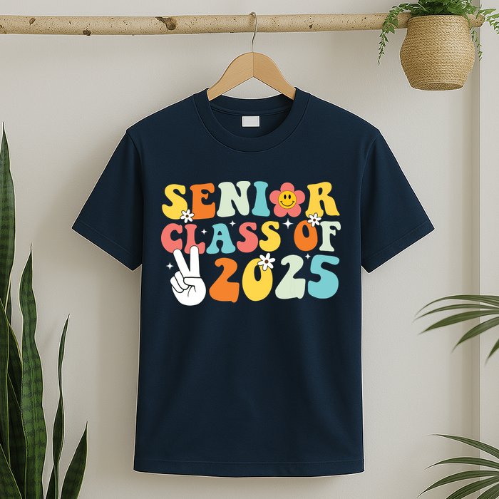 Senior 2025 Class Of 2025 Seniors Graduation Retro Groovy T-Shirt