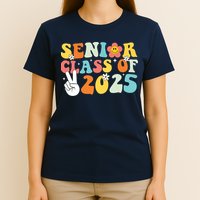 Senior 2025 Class Of 2025 Seniors Graduation Retro Groovy T-Shirt