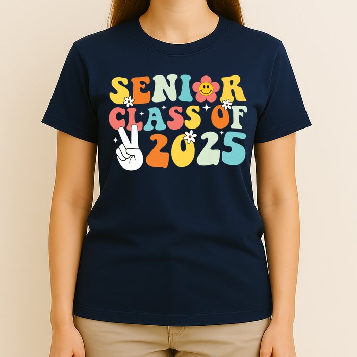 Senior 2025 Class Of 2025 Seniors Graduation Retro Groovy T-Shirt