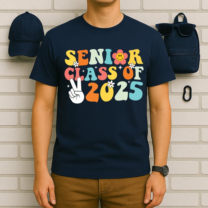 Senior 2025 Class Of 2025 Seniors Graduation Retro Groovy T-Shirt