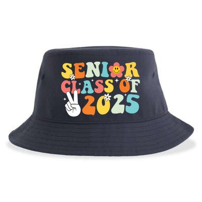Senior 2025 Class Of 2025 Seniors Graduation Retro Groovy Sustainable Bucket Hat