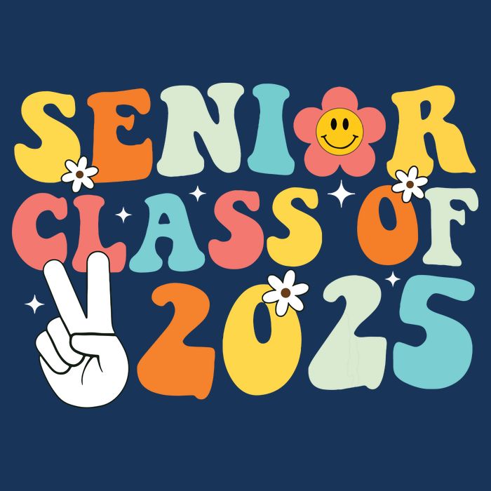 Senior 2025 Class Of 2025 Seniors Graduation Retro Groovy Drawstring Bag