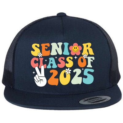 Senior 2025 Class Of 2025 Seniors Graduation Retro Groovy Flatbill Hat
