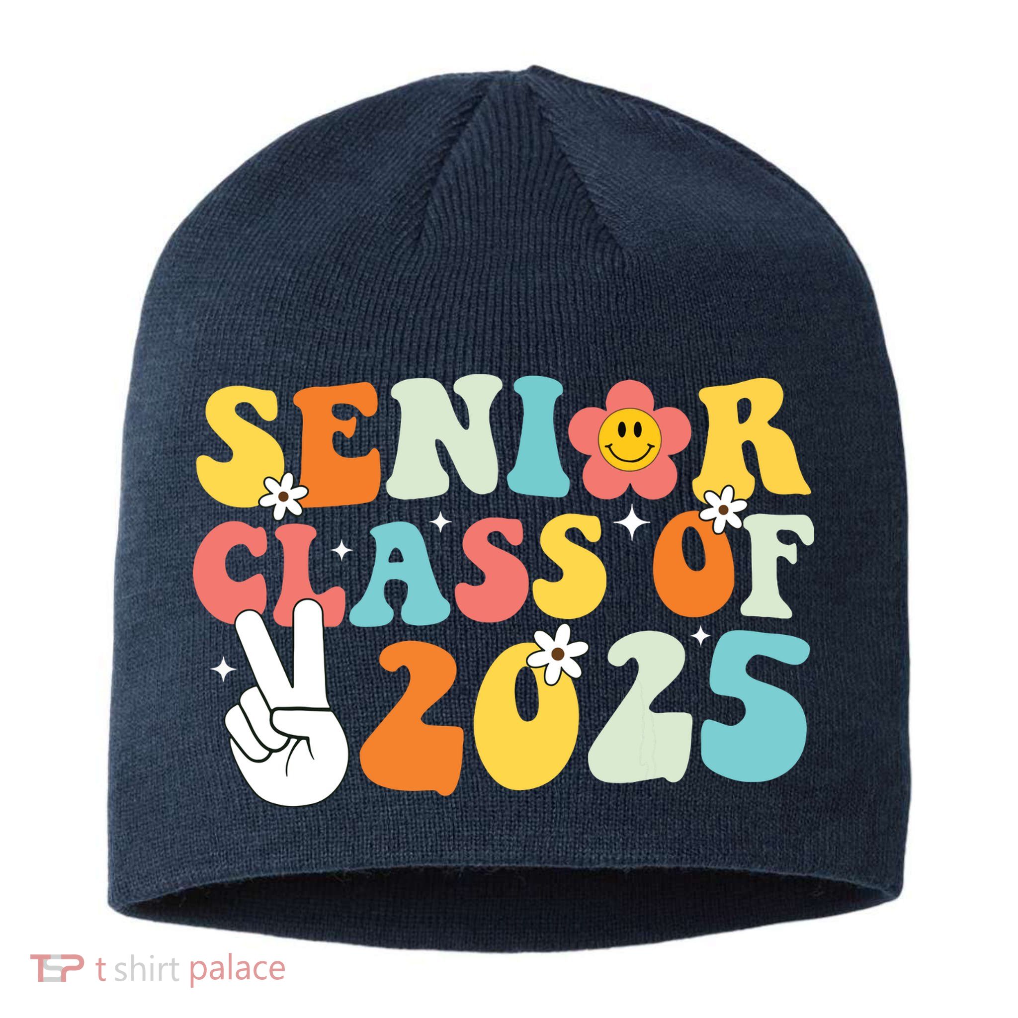 Senior 2025 Class Of 2025 Seniors Graduation Retro Groovy Sustainable Beanie