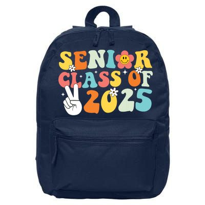 Senior 2025 Class Of 2025 Seniors Graduation Retro Groovy 16 in Basic Backpack