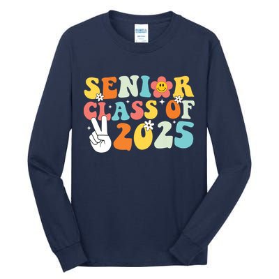 Senior 2025 Class Of 2025 Seniors Graduation Retro Groovy Tall Long Sleeve T-Shirt