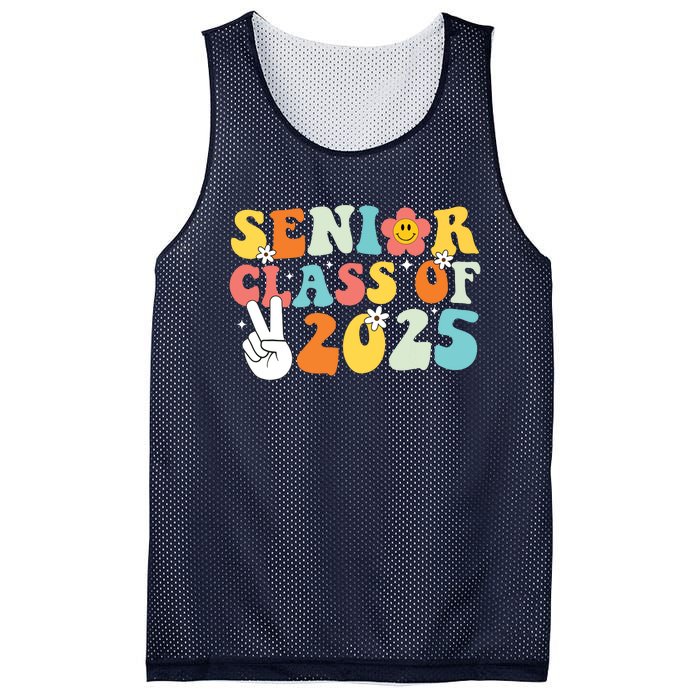 Senior 2025 Class Of 2025 Seniors Graduation Retro Groovy Mesh Reversible Basketball Jersey Tank