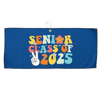 Senior 2025 Class Of 2025 Seniors Graduation Retro Groovy Large Microfiber Waffle Golf Towel