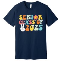 Senior 2025 Class Of 2025 Seniors Graduation Retro Groovy Premium T-Shirt