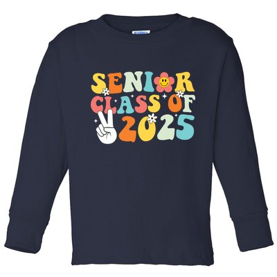Senior 2025 Class Of 2025 Seniors Graduation Retro Groovy Toddler Long Sleeve Shirt