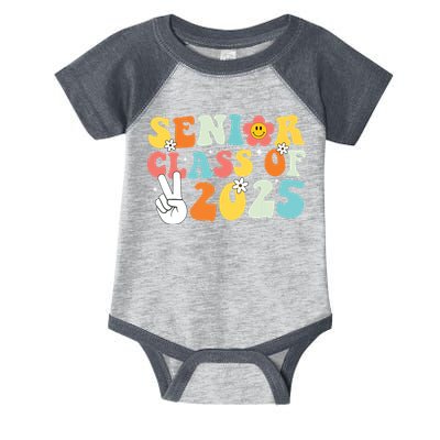 Senior 2025 Class Of 2025 Seniors Graduation Retro Groovy Infant Baby Jersey Bodysuit