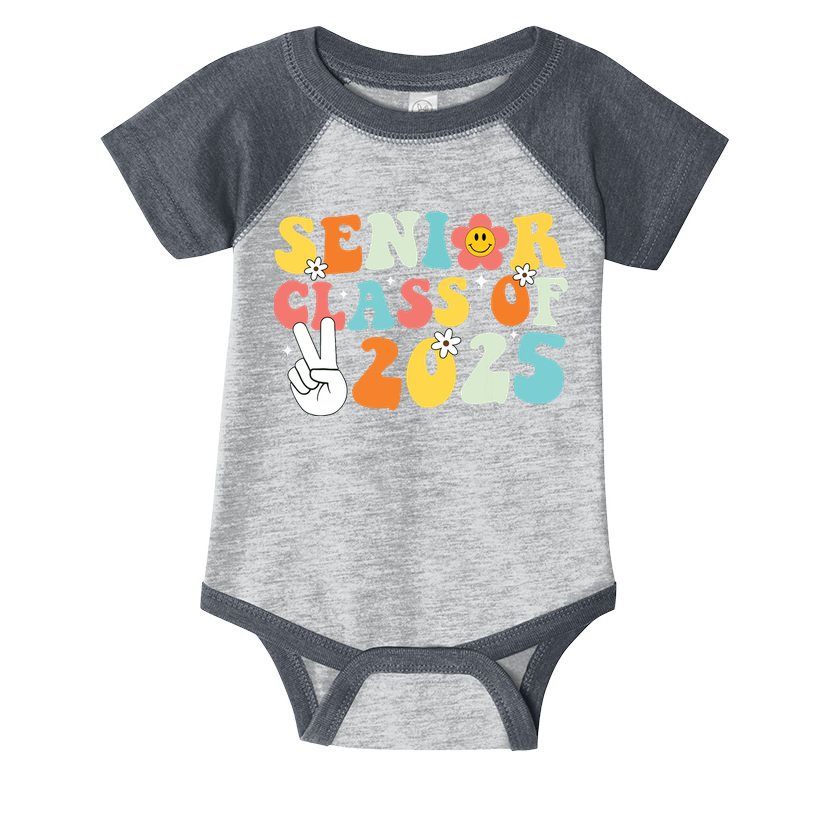 Senior 2025 Class Of 2025 Seniors Graduation Retro Groovy Infant Baby Jersey Bodysuit