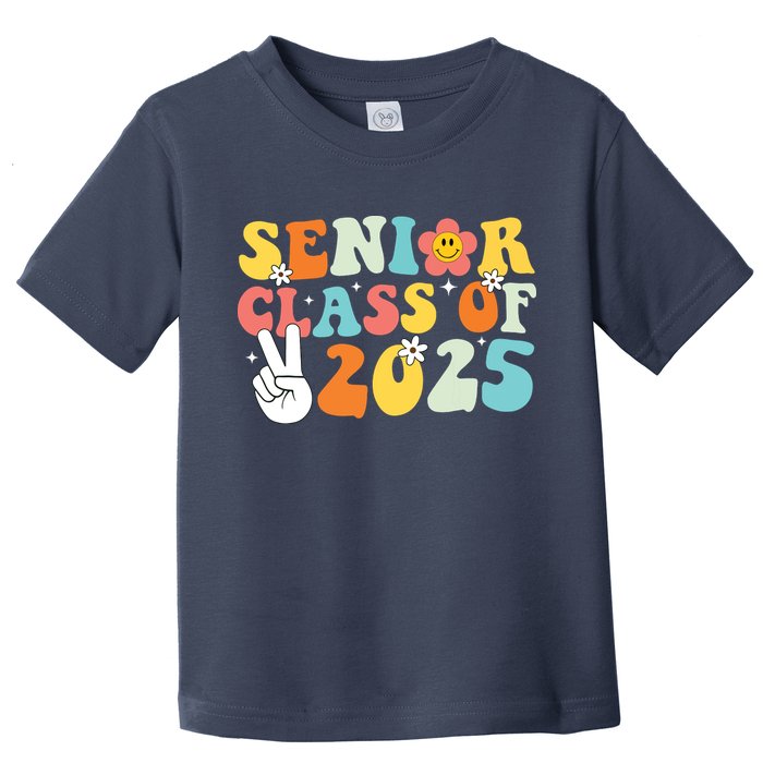 Senior 2025 Class Of 2025 Seniors Graduation Retro Groovy Toddler T-Shirt