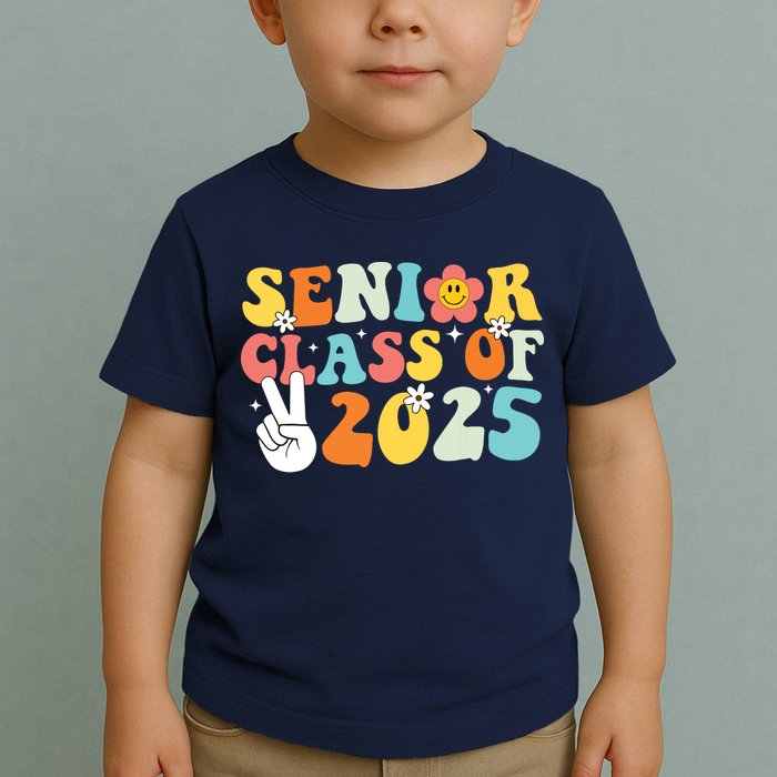 Senior 2025 Class Of 2025 Seniors Graduation Retro Groovy Toddler T-Shirt