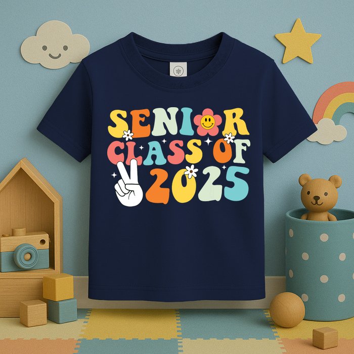 Senior 2025 Class Of 2025 Seniors Graduation Retro Groovy Toddler T-Shirt