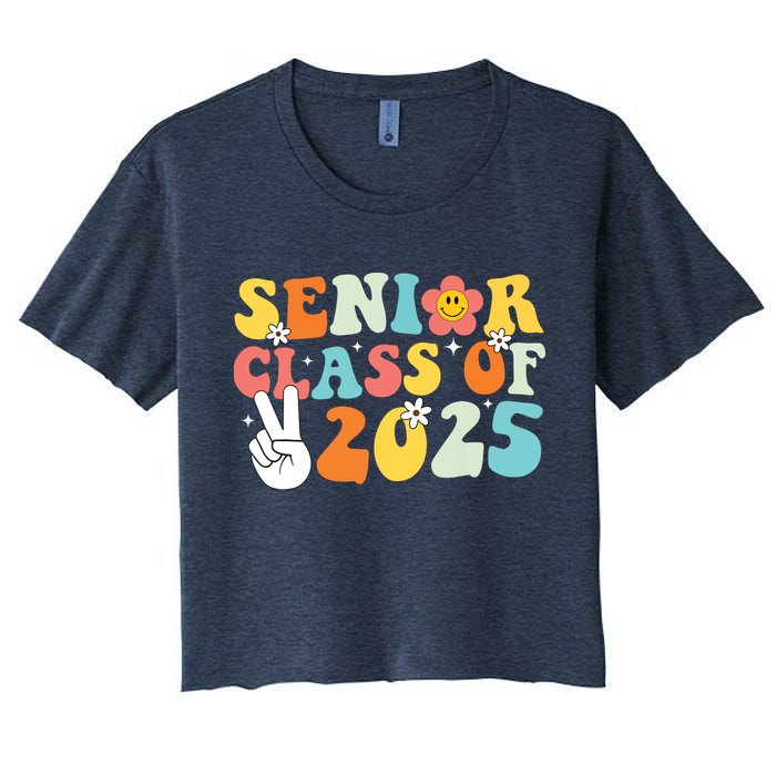 Senior 2025 Class Of 2025 Seniors Graduation Retro Groovy Crop Top