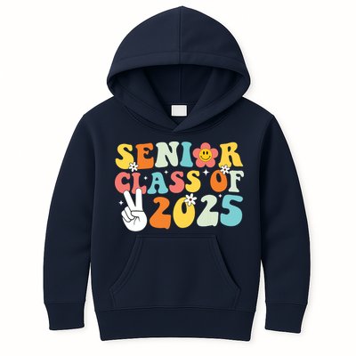 Senior 2025 Class Of 2025 Seniors Graduation Retro Groovy Kids Hoodie